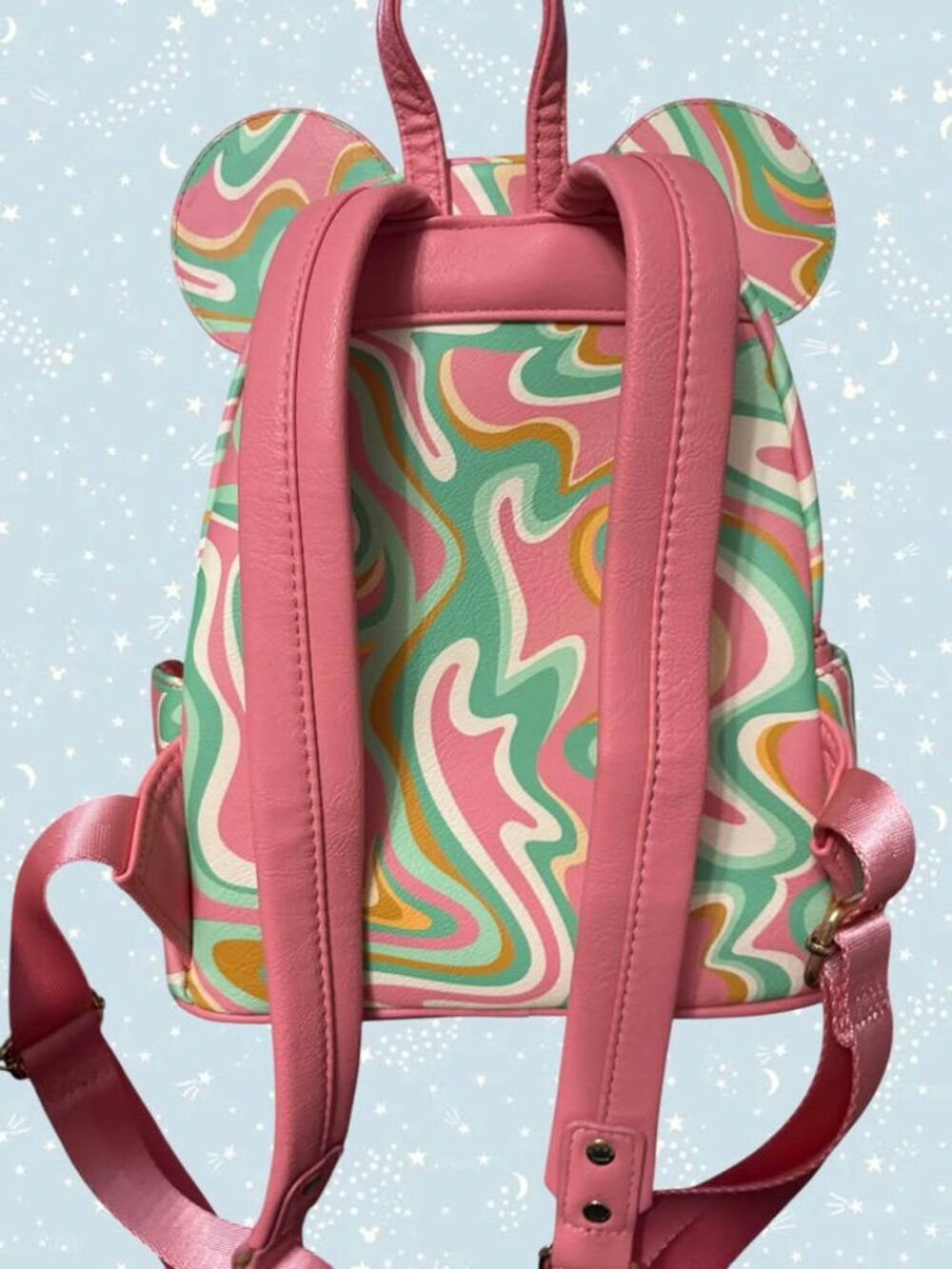 Loungefly Disney Parks Mickey Mouse Ear Swirl Mini Backpack - Picture 4 of 8